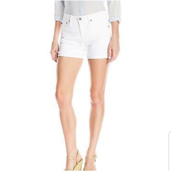AG The Hailey Ex-Boyfriend Roll-Up Cuff Short 30R Optic White - Picture 3 of 16